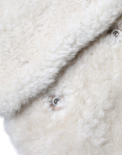 Burberry Women's White WARRENFORD Shearling Leather Vest Coat Jacket