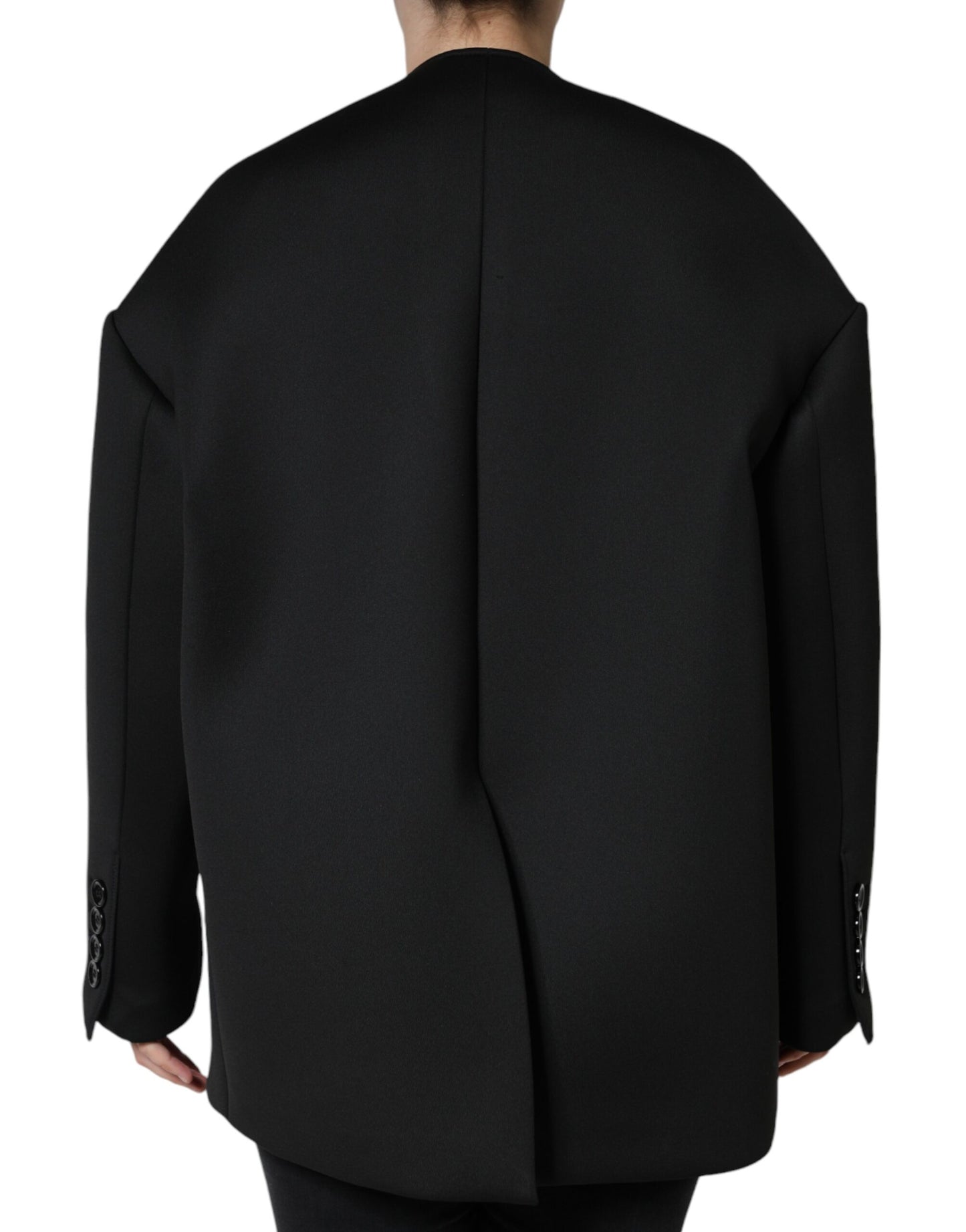 Dolce & Gabbana Women's Black Polyester Double Breasted Coat Jacket