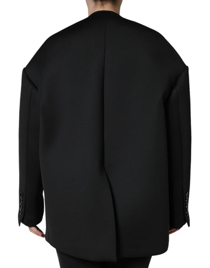 Dolce & Gabbana Women's Black Polyester Double Breasted Coat Jacket