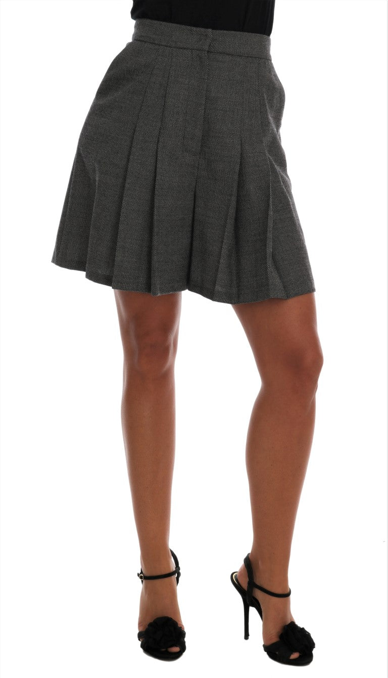 Dolce & Gabbana Grey Wool High Waist Mini Shorts