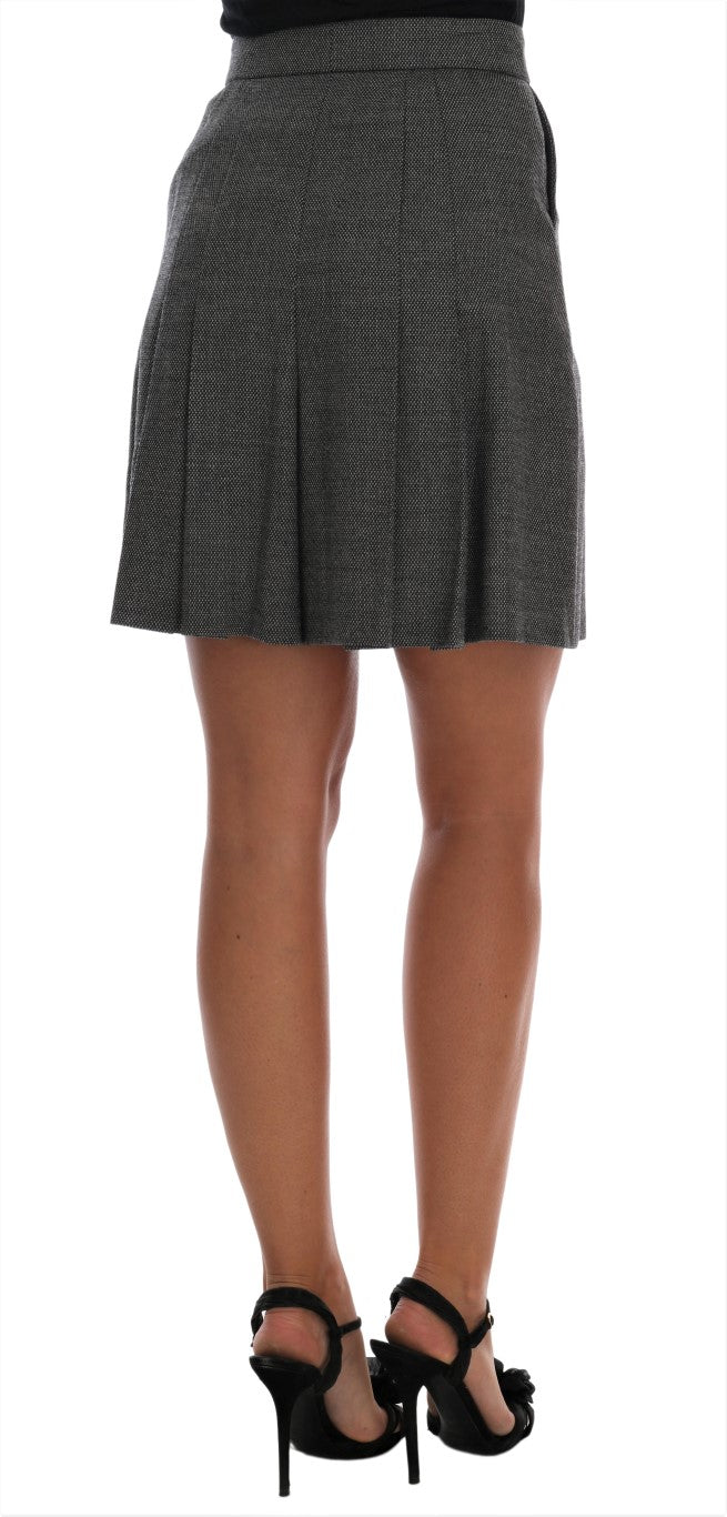 Dolce & Gabbana Grey Wool High Waist Mini Shorts