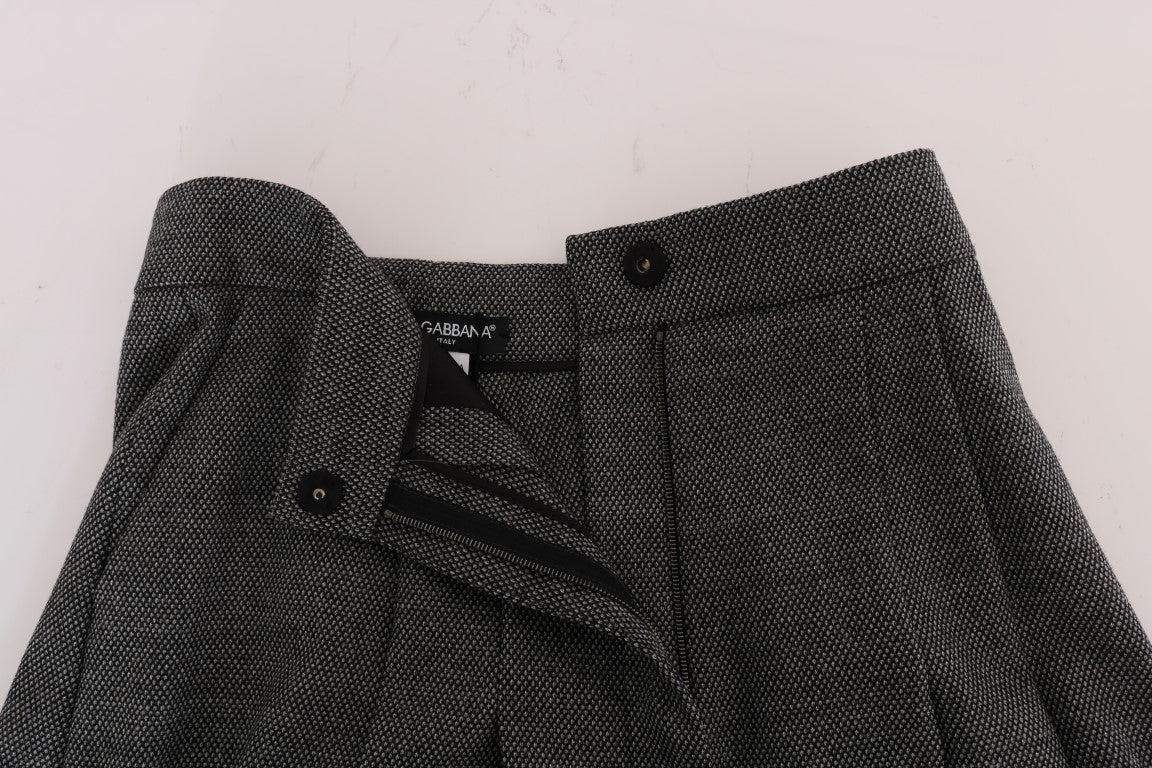 Dolce & Gabbana Grey Wool High Waist Mini Shorts