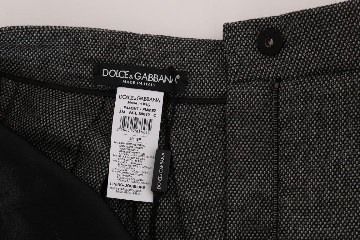 Dolce & Gabbana Grey Wool High Waist Mini Shorts
