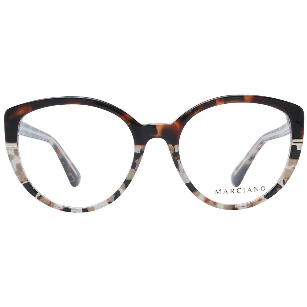 Eyeglasses Frames by Marciano by Guess for women in plastic brown features a refined silhouette, showcasing a refined brown coloured frame and full-frame frame design for a sophisticated, premium look.