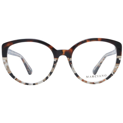 Eyeglasses Frames by Marciano by Guess for women in plastic brown features a refined silhouette, showcasing a refined brown coloured frame and full-frame frame design for a sophisticated, premium look.