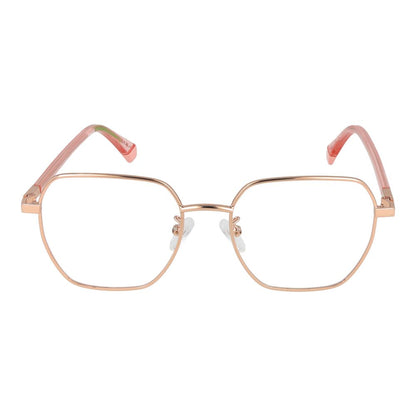 Eyeglasses Frames by Polaroid for women in eco-metal and gold showcases a refined silhouette, detailed with a gold coloured frame finish and a sophisticated full-frame frame design.