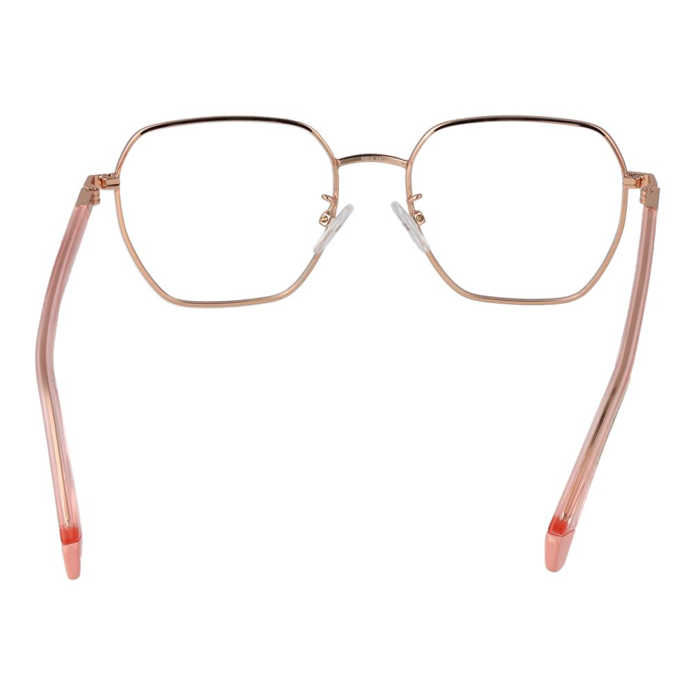 Eyeglasses Frames by Polaroid for women in eco-metal gold features an refined silhouette, showcasing a sophisticated gold coloured frame and refined full-frame frame design for a refined look.