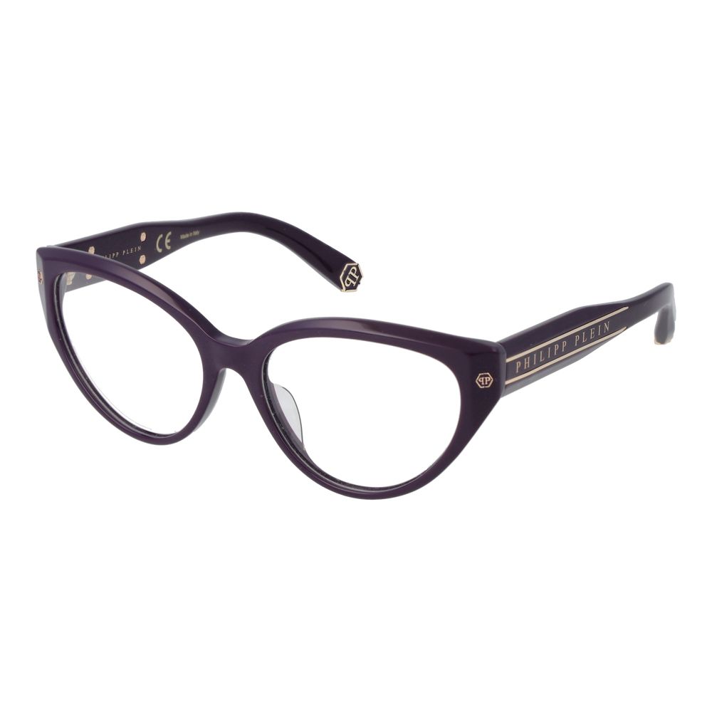 Eyeglasses Frames by Philipp Plein for women in purple showcases a reflective silhouette, artfully incorporating a sophisticated purple coloured frame with a distinct full-frame frame design.