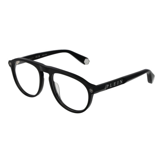 Eyeglasses Frames by Philipp Plein for men in black showcases a reflective silhouette, artfully incorporating a sophisticated black coloured frame with a distinct full-frame frame design.
