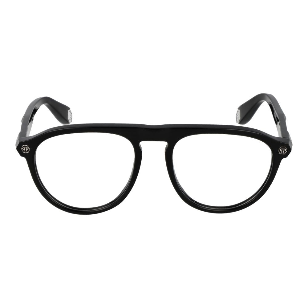 Eyeglasses Frames by Philipp Plein for men in and black showcases an refined full-frame frame design featuring a sophisticated black coloured frame for an refined and refined aesthetic.