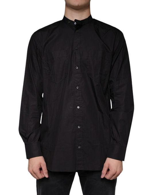 Dolce & Gabbana Men's Regular Fit Long-Sleeve Cotton Shirt - Black
