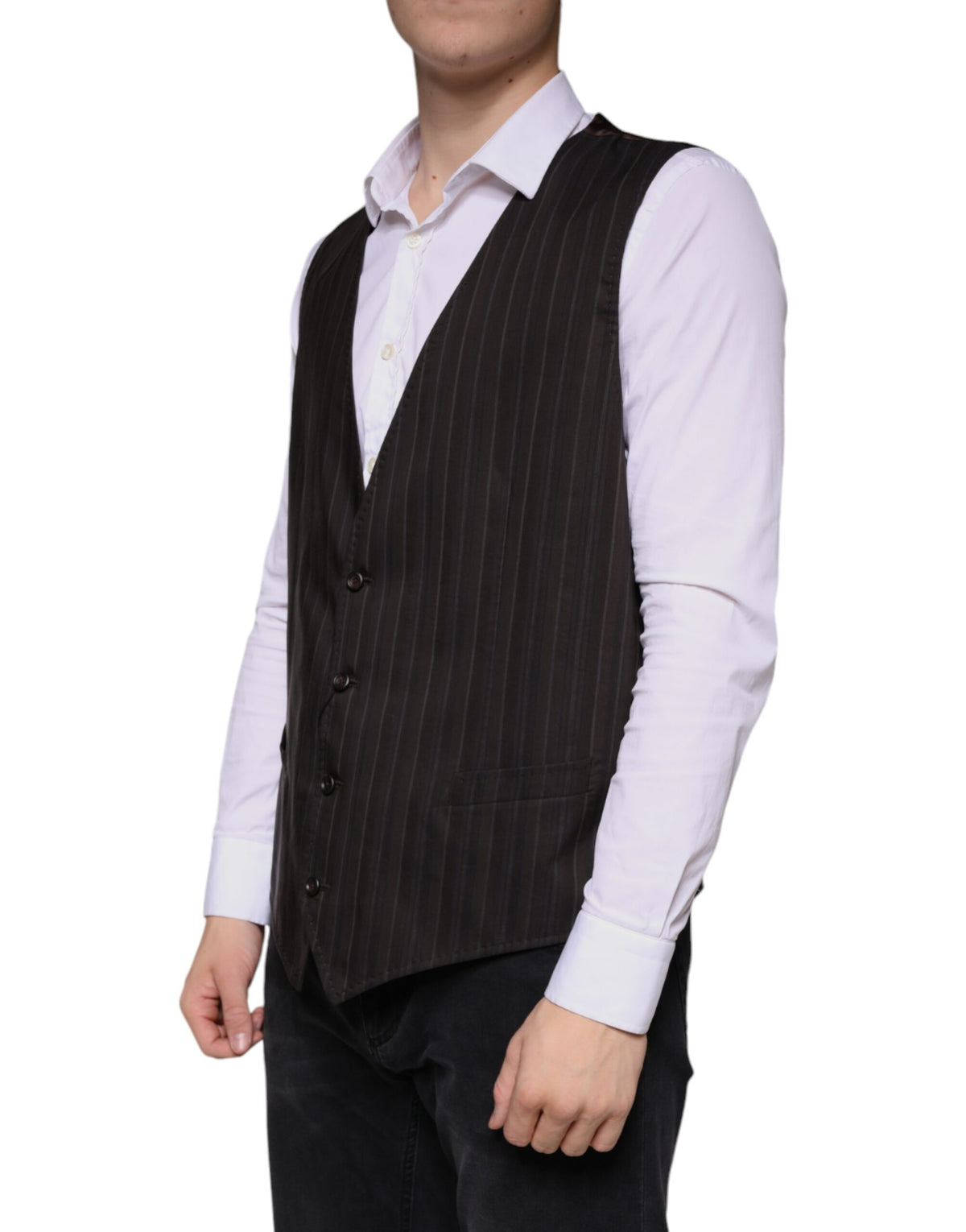 Dolce & Gabbana Men's Single Breasted Cotton Cupro & Viscose Vest - Black