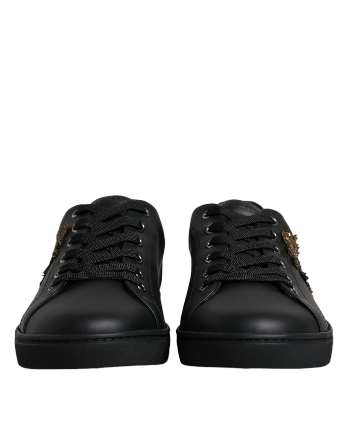 Dolce & Gabbana Heart Men's Low Top Calf Leather & Rubber Sneakers - Black