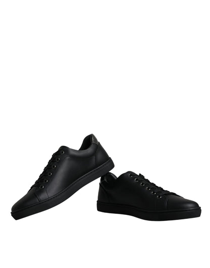 Dolce & Gabbana Heart Men's Low Top Calf Leather & Rubber Sneakers - Black