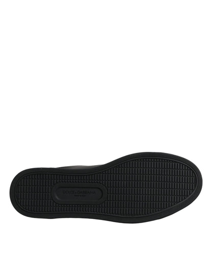 Dolce & Gabbana Heart Men's Low Top Calf Leather & Rubber Sneakers - Black