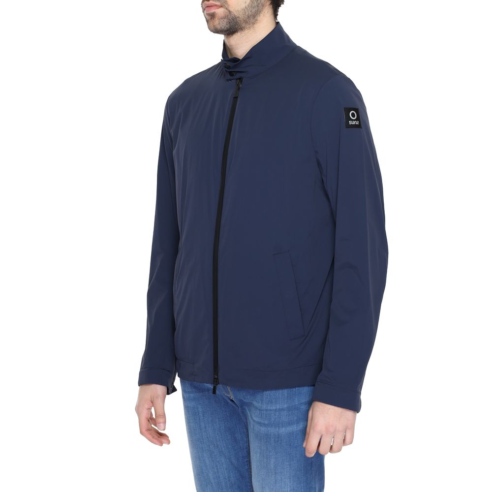 Jacket by Suns for men in nylon & spandex blue features an utilitarian silhouette with a refined , showcasing sophisticated for an utilitarian aesthetic.