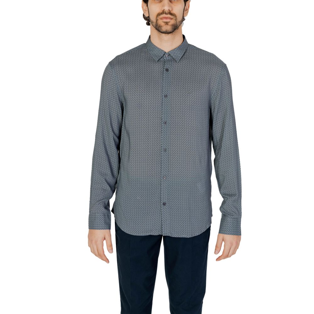 Shirt by Armani Exchange for men in viscose gray, featuring a nuanced long-sleeve and nuanced for a sophisticated finish.