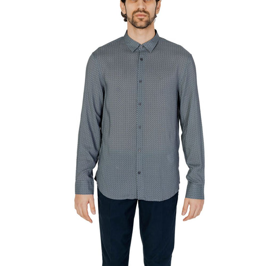 Shirt by Armani Exchange for men in viscose gray, featuring a nuanced long-sleeve and nuanced for a sophisticated finish.