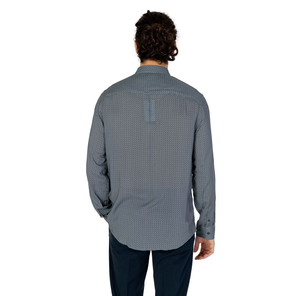 Shirt by Armani Exchange for men in viscose gray showcases a sharp silhouette, elegantly detailed with a sharp and sharp .
