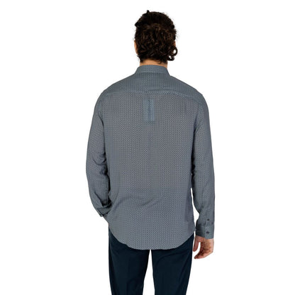 Shirt by Armani Exchange for men in viscose gray showcases a sharp silhouette, elegantly detailed with a sharp and sharp .