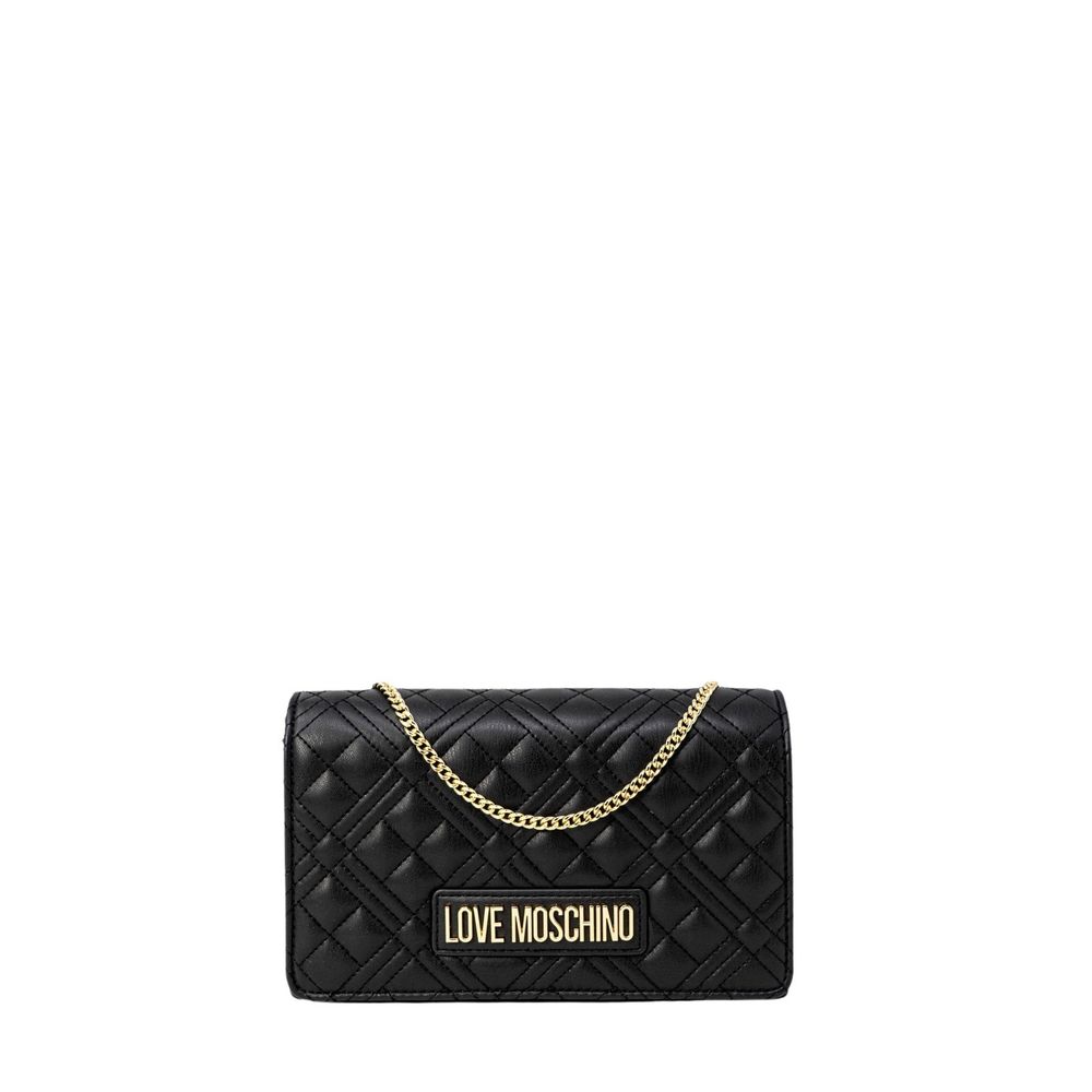 Love Moschino Faux Leather Quilted Evening Convertible Handbag - Black Gold