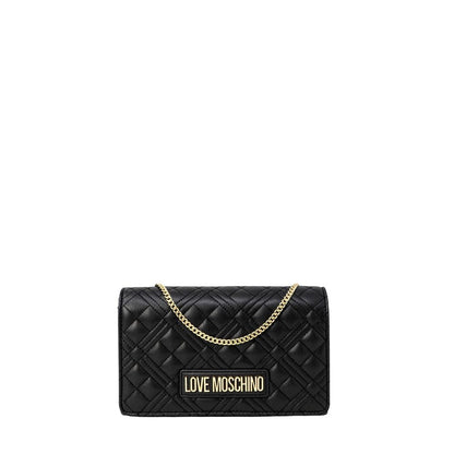 Love Moschino Faux Leather Quilted Evening Convertible Handbag - Black Gold
