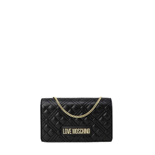 Love Moschino Faux Leather Quilted Evening Convertible Handbag - Black Gold