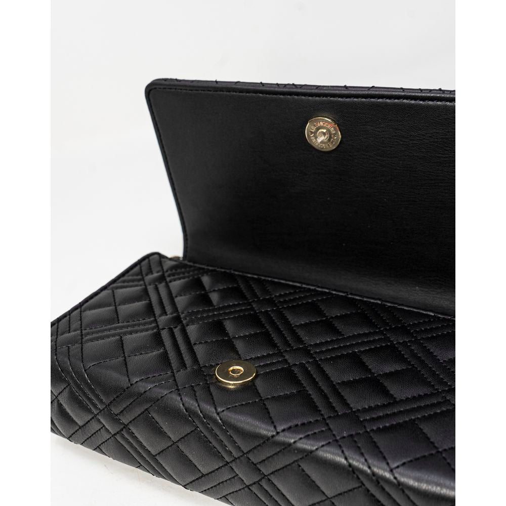 Love Moschino Faux Leather Quilted Evening Convertible Handbag - Black Gold