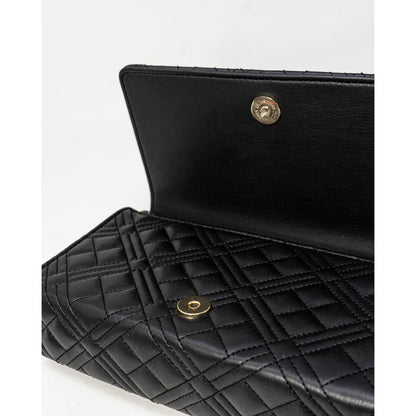 Love Moschino Faux Leather Quilted Evening Convertible Handbag - Black Gold