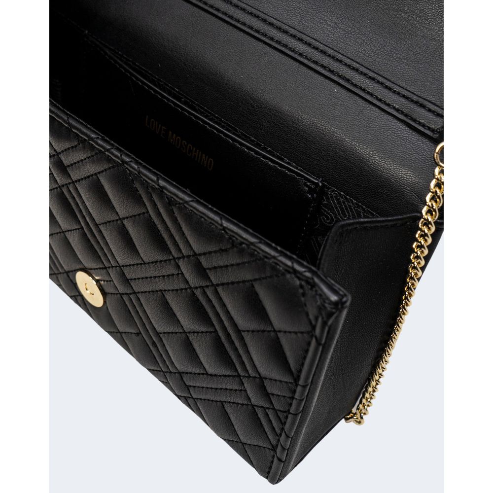 Love Moschino Faux Leather Quilted Evening Convertible Handbag - Black Gold