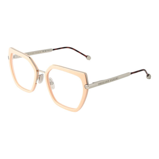 Eyeglasses Frames by Philipp Plein for women in pink showcases a refined full-frame frame design with a refined rose coloured frame finish for a refined and sophisticated look.