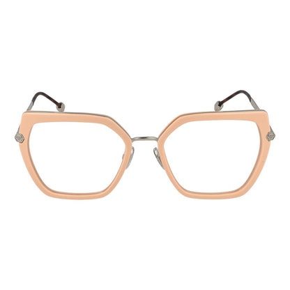 Eyeglasses Frames by Philipp Plein for women in pink features an refined silhouette, showcasing the refined rose coloured frame and sophisticated full-frame frame design.
