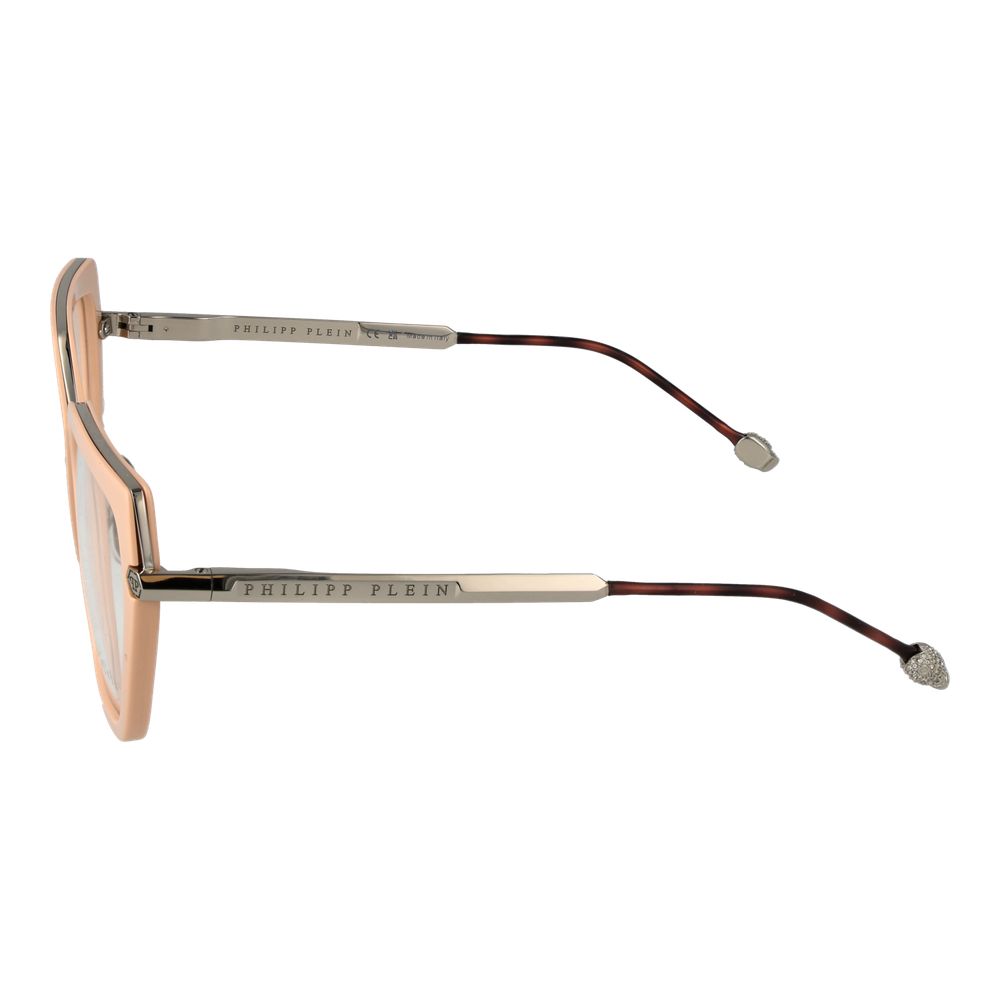 Eyeglasses Frames by Philipp Plein for women in pink features an refined silhouette, showcasing a sophisticated rose coloured frame and refined full-frame frame design for a refined look.