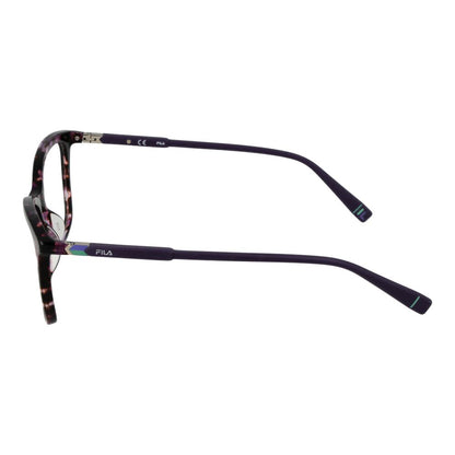 Eyeglasses Frames by Fila for women in purple showcases a reflective silhouette, artfully incorporating a sophisticated purple coloured frame with a distinct full-frame frame design.