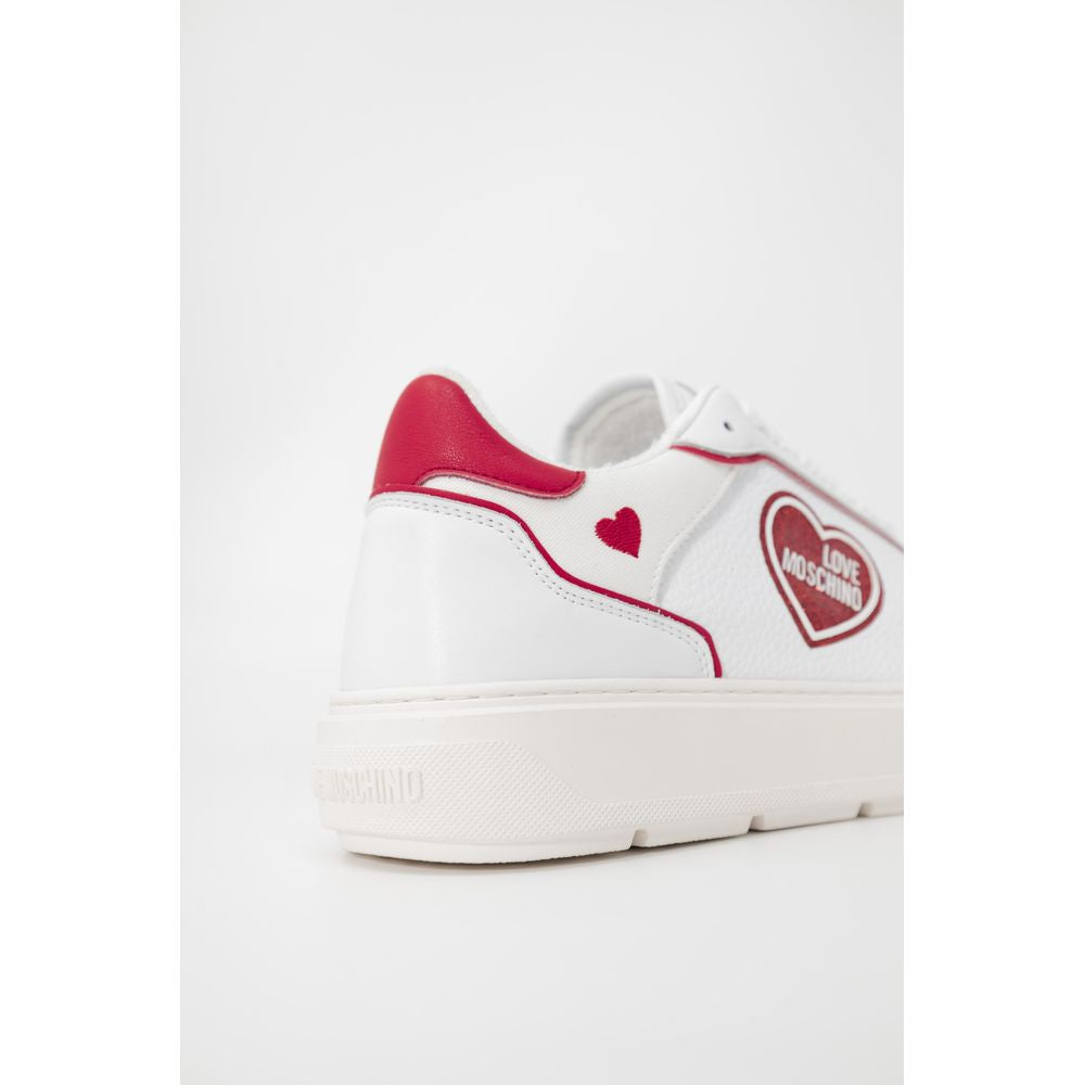 Sneakers by Love Moschino for women in polyethylene & polyurethane red features an sumptuous silhouette, showcasing the premium Women's Lightweight Fashion Polyethylene & Polyurethane Sneakers in a sumptuous fashion style that offers a sumptuous finish for refined style.