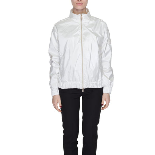 Jacket by Suns for women in polyester white showcases a enveloping silhouette, artfully detailed with a enveloping high-collar neckline and premium for a truly enveloping finish.