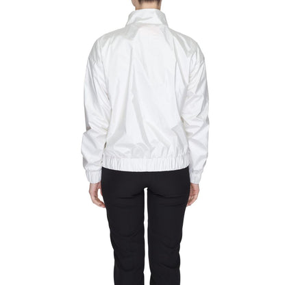 This Jacket by Suns for women in polyester white showcases a magnificent silhouette, meticulously crafted with a distinctive high-collar neckline and functional for a magnificent finish.