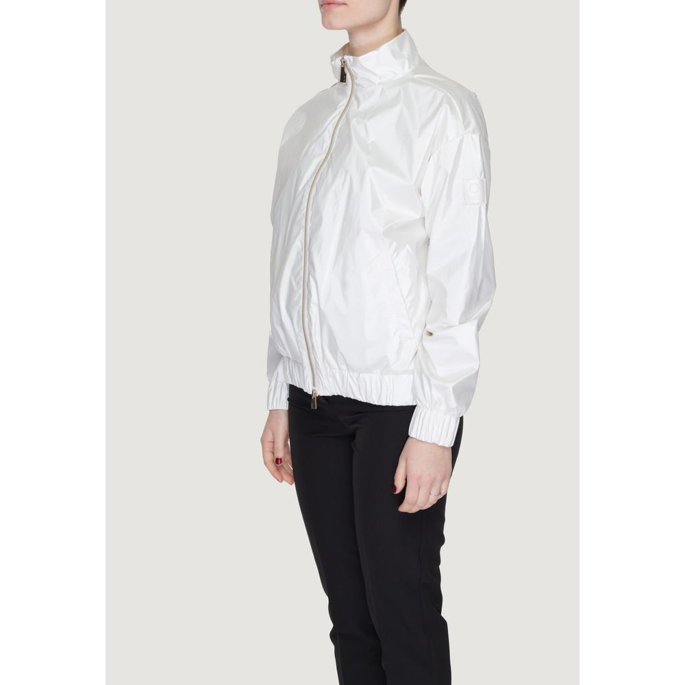 Jacket by Suns for women in polyester white showcases a contemporary silhouette, detailed with a contemporary high-collar neckline and premium for a sophisticated finish.