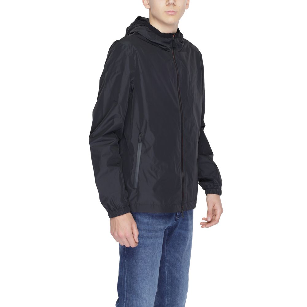 Jacket by Suns for men in polyester black features a smart silhouette, perfectly accentuated by its unique and functional for a smart finish.
