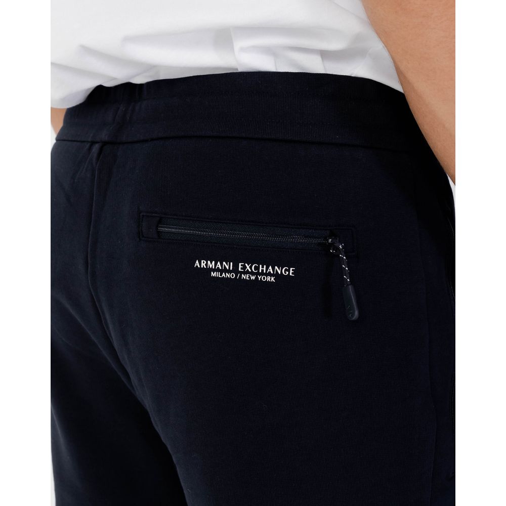 Activewear Jogger Pants by Armani Exchange for men in stretch cotton blue features a contemporary silhouette with , a contemporary , long hem, and for a premium, high-performance aesthetic.