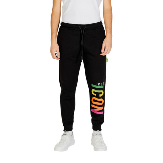 Pants by Icon for men in cotton polyester black features a stylish silhouette with a stylish , long, and .