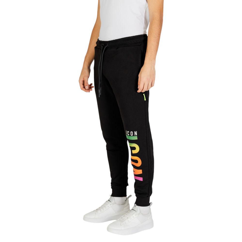 Pants by Icon for men in cotton polyester black features a sleek silhouette with a sleek , a refined long, and a sophisticated finish.