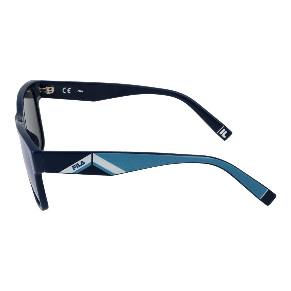 Sunglasses by Fila for men in and blue presents a sumptuous silhouette, featuring blue coloured frame and full-rim square frame design with mirrored category-3-dark-tint lens for a sumptuous look.