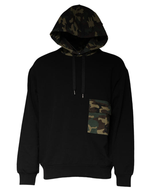 Dolce & Gabbana Men's Cotton Sweatshirt Hoodie - Black Camouflage