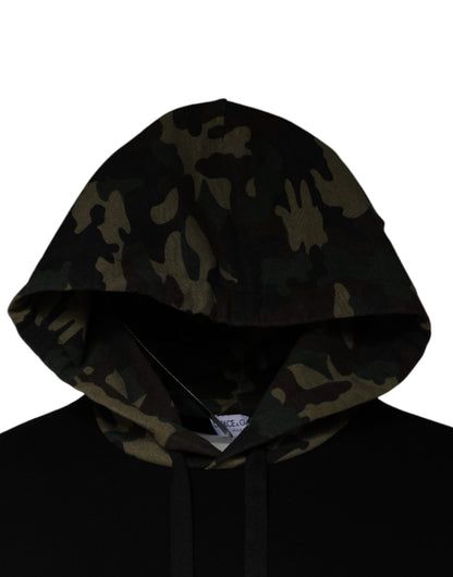 Dolce & Gabbana Men's Nylon Cotton Polyester Sweatshirt Hoodie - Black Camouflage