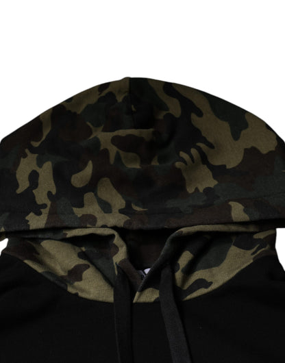 Dolce & Gabbana Men's Nylon Cotton Polyester Sweatshirt Hoodie - Black Camouflage