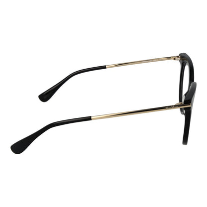 Eyeglasses Frames by Max Mara for women in black showcases a reflective silhouette, artfully incorporating a sophisticated black coloured frame with a distinct full-frame frame design.