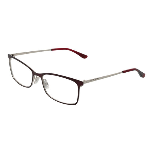 Eyeglasses Frames by Hugo Boss for women in burgundy features an refined silhouette, showcasing a sophisticated burgundy coloured frame and refined full-frame frame design for a refined look.