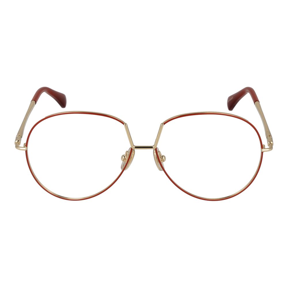 Eyeglasses Frames by Max Mara for women in orange showcases a reflective silhouette, artfully incorporating a sophisticated orange coloured frame with a distinct full-frame frame design.