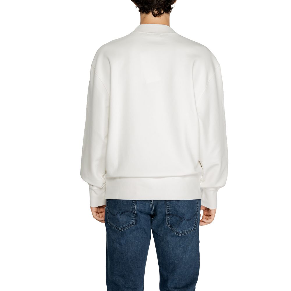 Sweater by Calvin Klein Jeans for men in stretch polyester cotton white showcases a downtown chic silhouette, artfully finished with a downtown chic and for a sophisticated, high-end look.